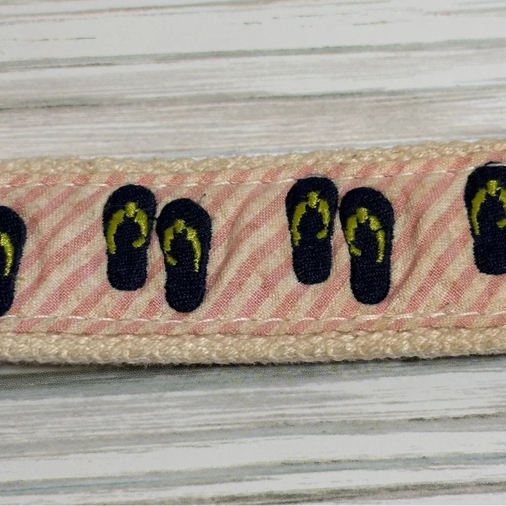 J. Crew Women's Pink Stripe Fabric Flip Flop Belt Size S/M - Picture 6 of 7
